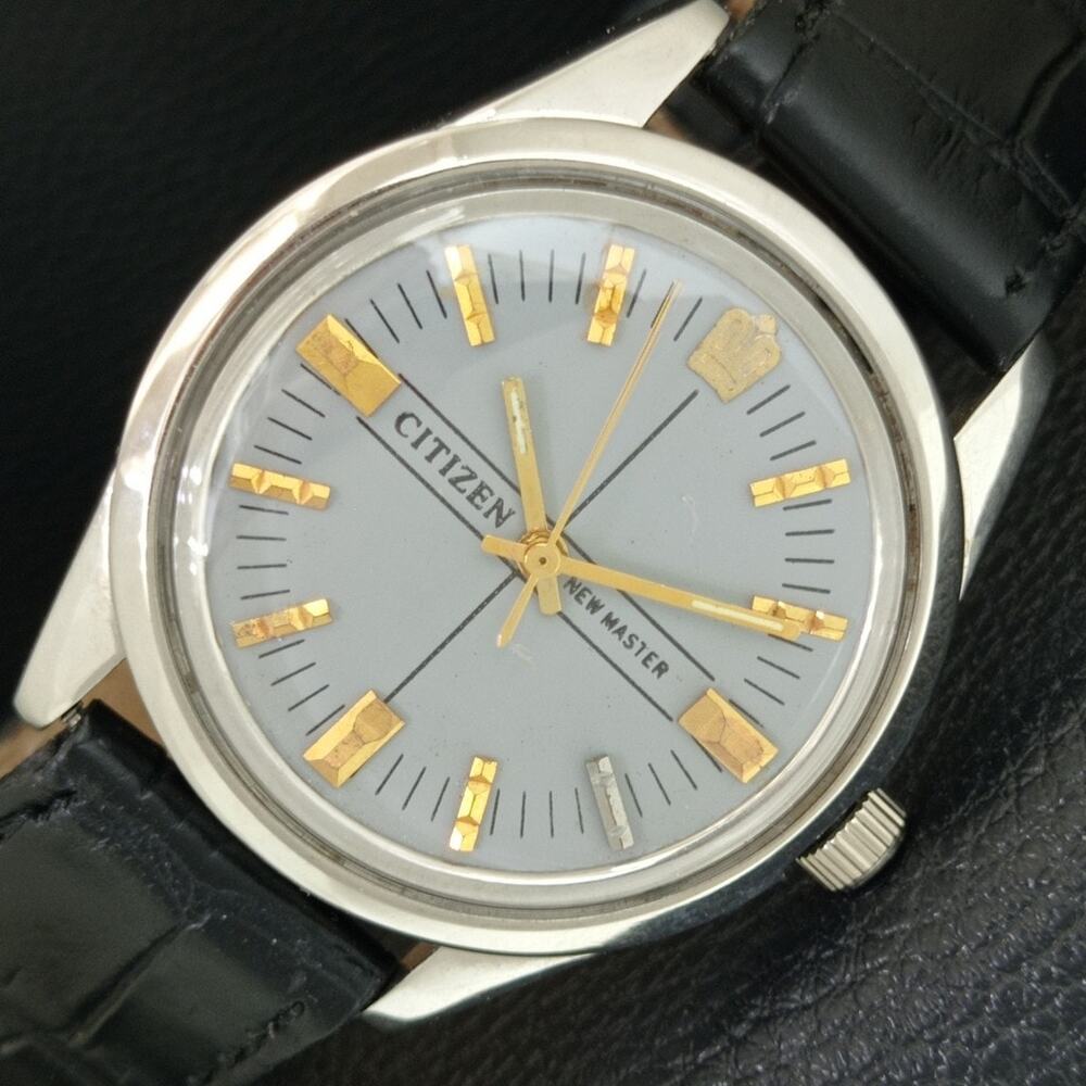 Vintage 1997 Citizen Manual Wound Mens Silver Watch & Gold accents
